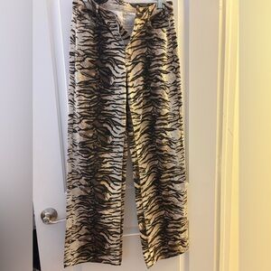 SHEIN Tiger-Stripe Wide Leg Pants in Black & Tan